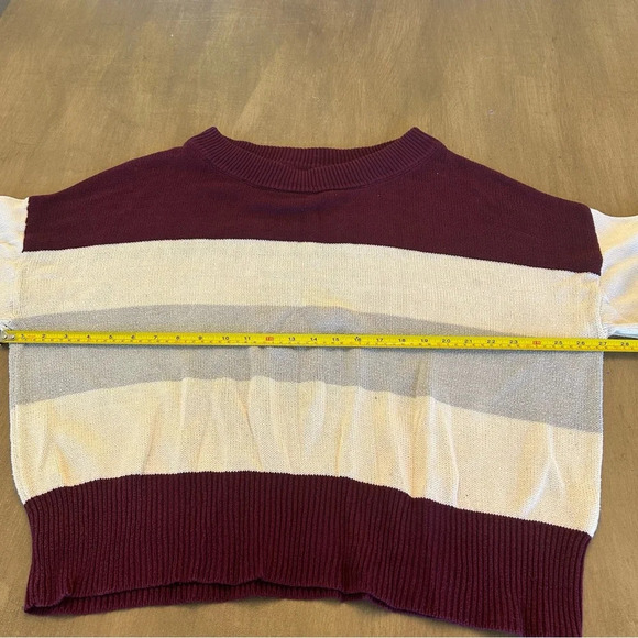 Luck Brand Color Block Pullover Crewneck Sweater Cotton Blend Purple Sz XL - Picture 9 of 10